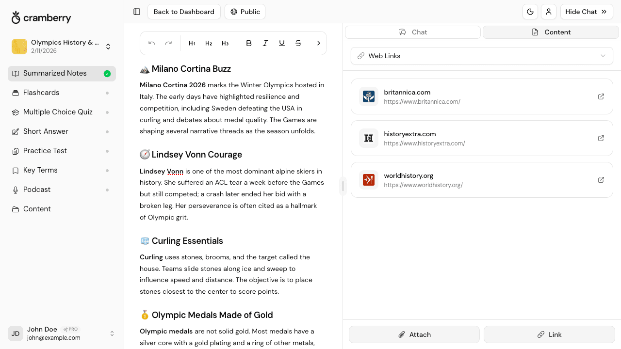 AI notes generator creating study notes from web articles