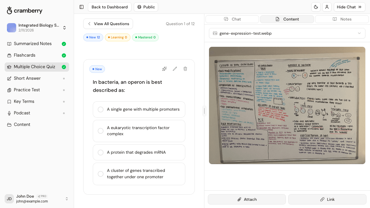 Criador de quiz com IA convertendo anotações à mão e imagens em perguntas de prática com OCR — criador gratuito de quiz