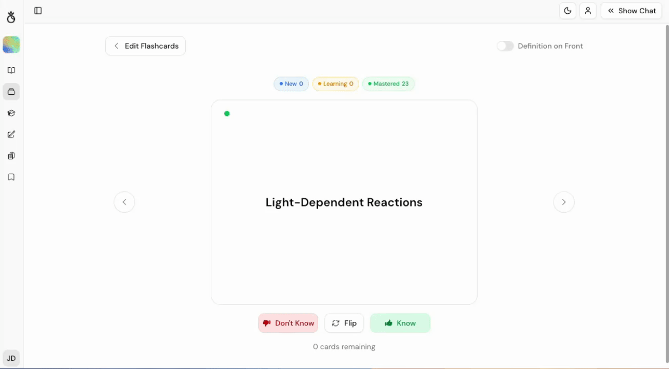 Flashcards feature preview