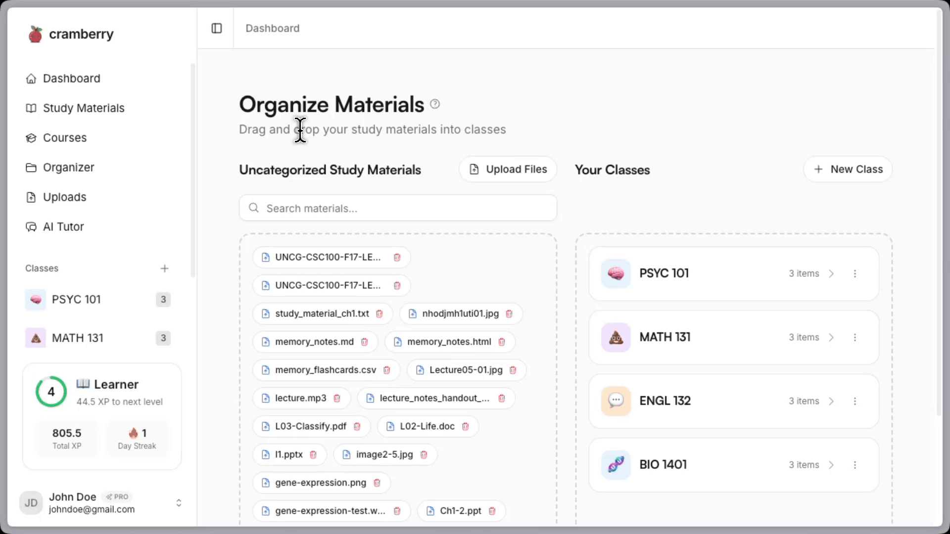 Organize your study materials