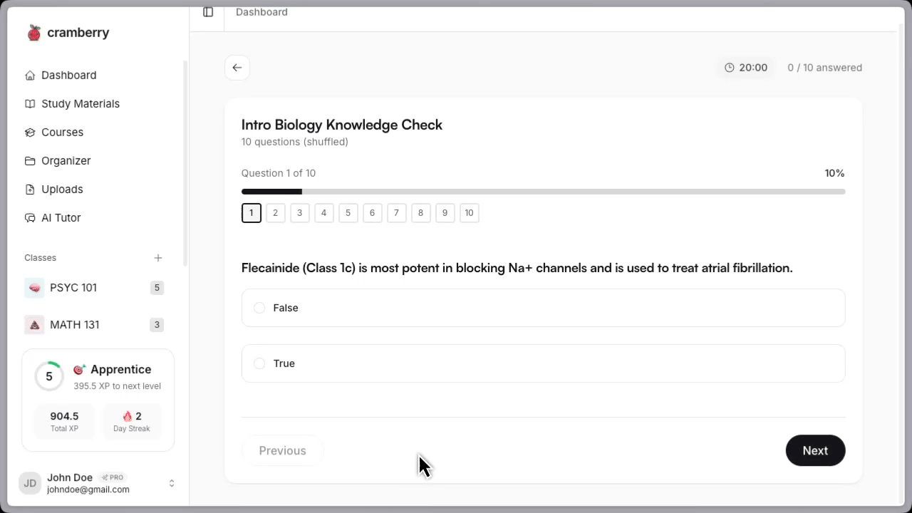 Take AI-generated quizzes